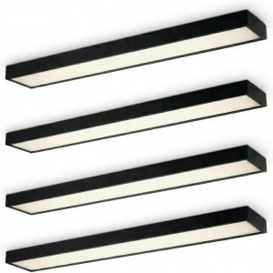 56W LED Surface Mount Ceiling Lights 4 Pack, 5400LM 5000K, 4FT Utility Lighting, Black