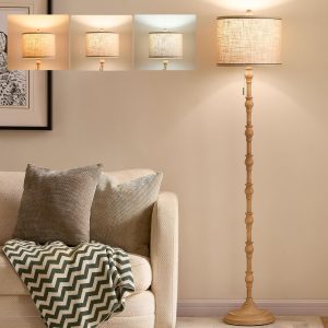 63.5" Farmhouse Floor Lamp with 3 Color Temperatures, Chain Switch, Cream